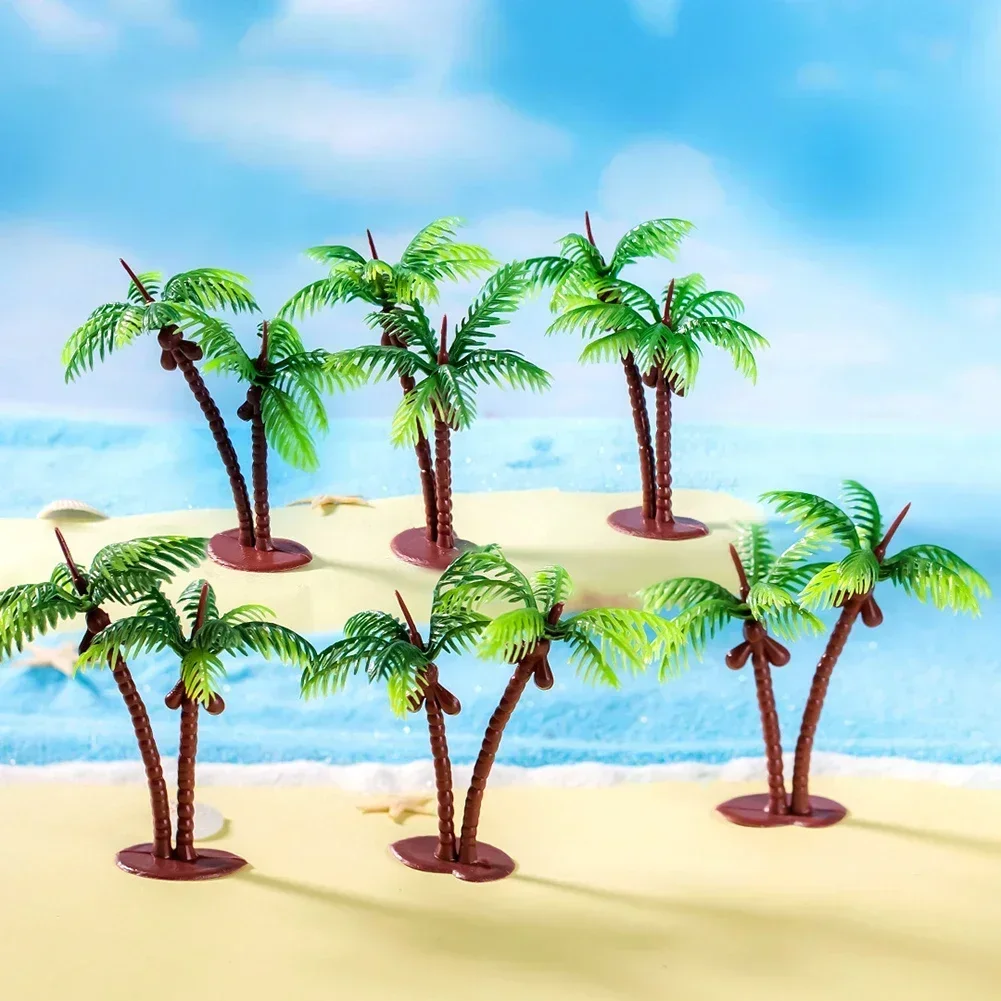 Simulated Coconut Tree Beach Double Coconut Tree Plant Tree Decorative Ornaments Landscape Scenery Model DIY Decor Kids Toys