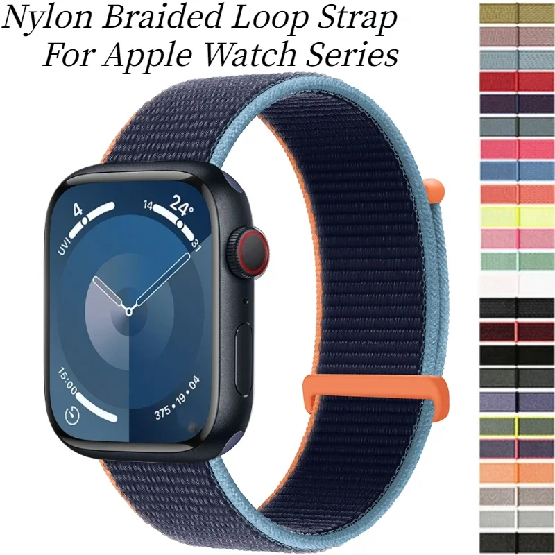 Tali Kepang Nilon untuk Jam Tangan Apple 10 42Mm 46Mm Band Ultra/2 49Mm Gelang Lembut IWatch 9 8 7 6 5 4 SE 45Mm 41Mm 44Mm 40Mm 38Mm