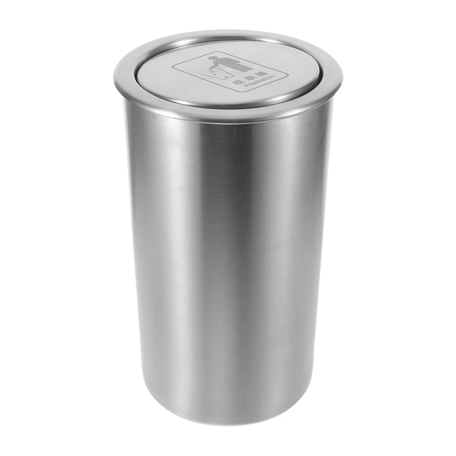

Stainless Steel Embedded Trash Bin Swing Lid Drop-in Kitchen Cabinet Recessed Trash Can Countertop Built-in Garbage Can for Home