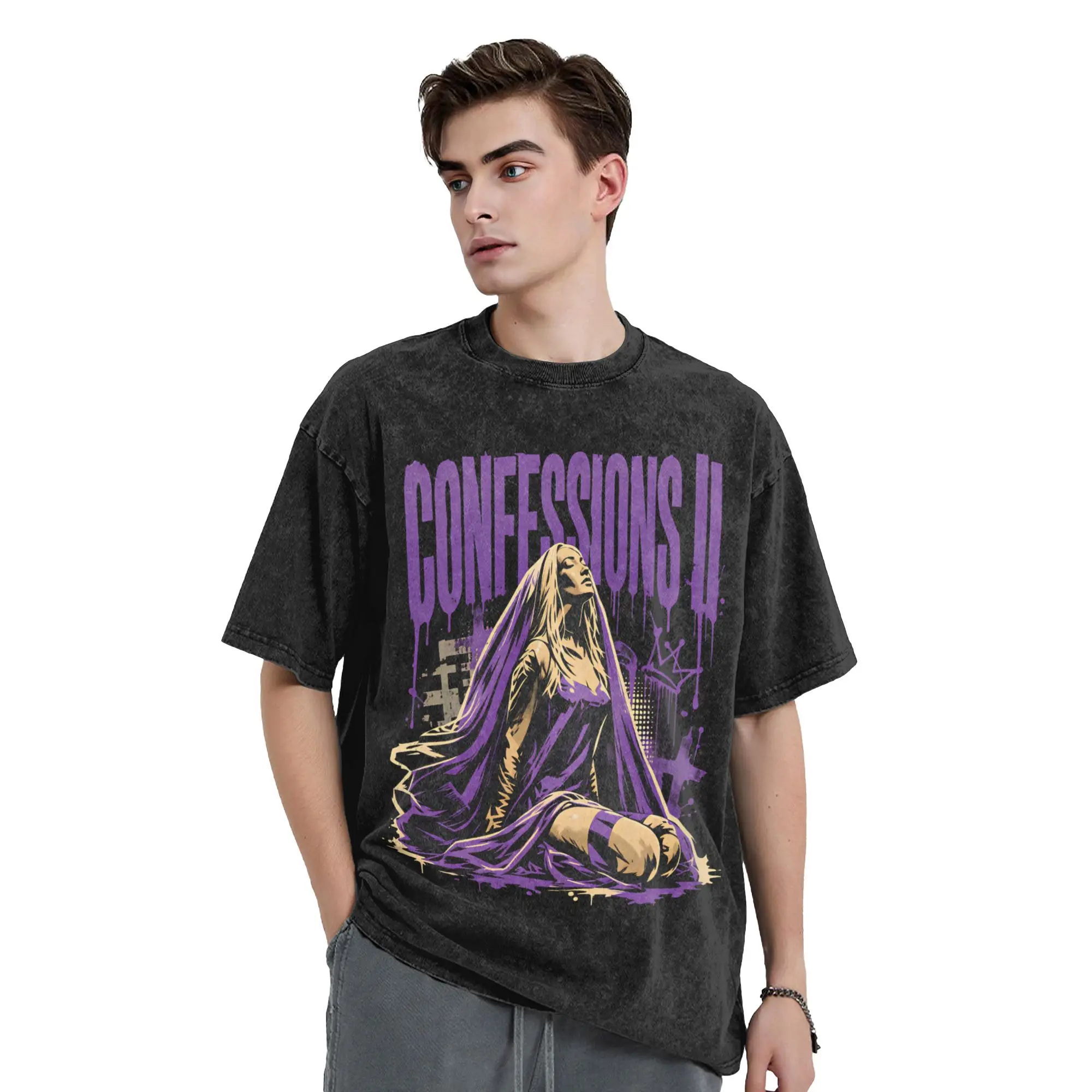 Washed T Shirts 2026 M-Madonna Confessions II Vintage T-Shirts High Street  Streetwear Short Sleeve Printed Tees for Men Women