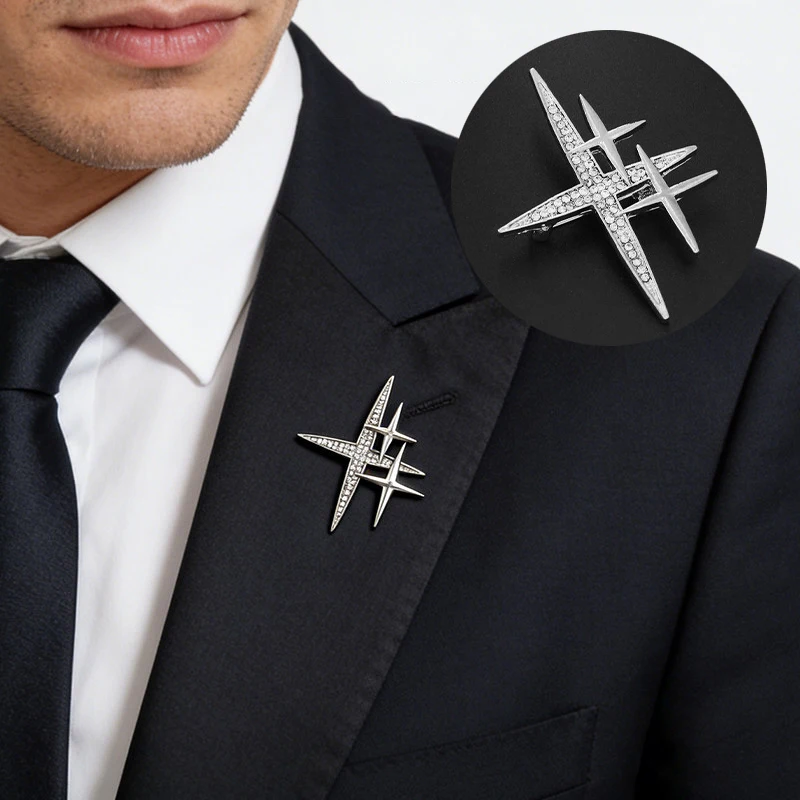 Simple Personality Star High-end Sense Brooch Cute Trendy Design Corsage Pin For Evening Banquet Suit Emblem Jewelry-New