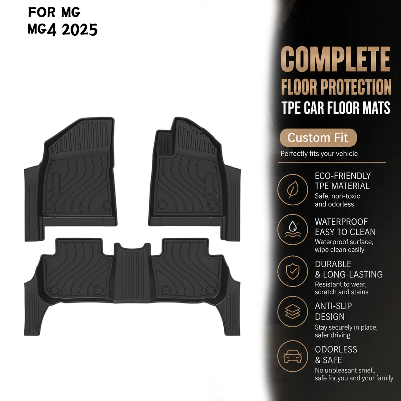 [RHD]MG MG4 2025 Four Seasons Waterproof and Anti-Slip TPE Floor Mat for Cars.
