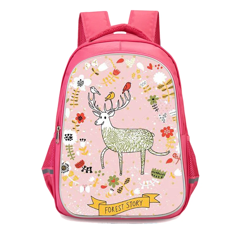 Girls Cartoon Deer Print School Bags Teenager Cartoon Travel Backpack Student  Bookbag Mochila