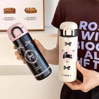 New 500ML Insulated Water Bottle With Handle Stainless Steel Water Bottle Leakproof Large Capacity Drinking Straw Cup
