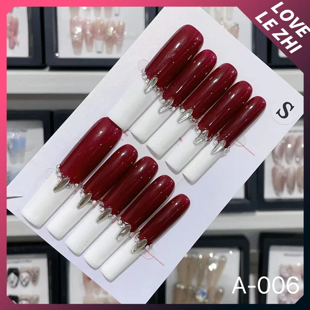 

10Pcs Fashion Beautiful Xxl Long Nails Handmade Press On Nails Wholesale All Saints' Day French Spider Fake Nails Birthday Gift