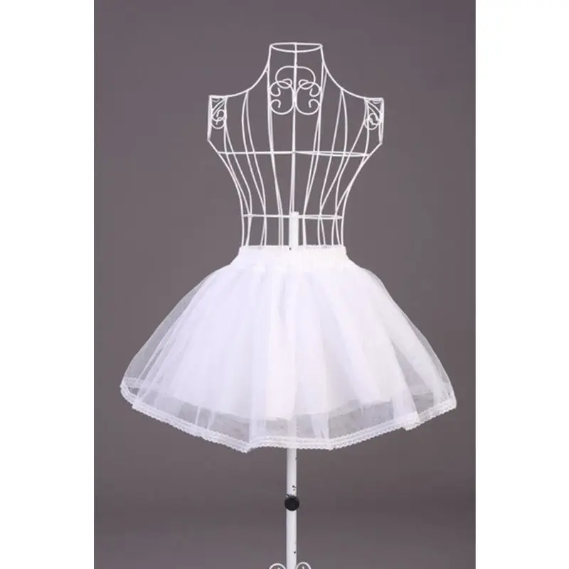 Women Girls Double Layers Solid Color Short Tulle Petticoats Elastic Waistband A Line Mesh Underskirt Crinolines For Wedding image 5