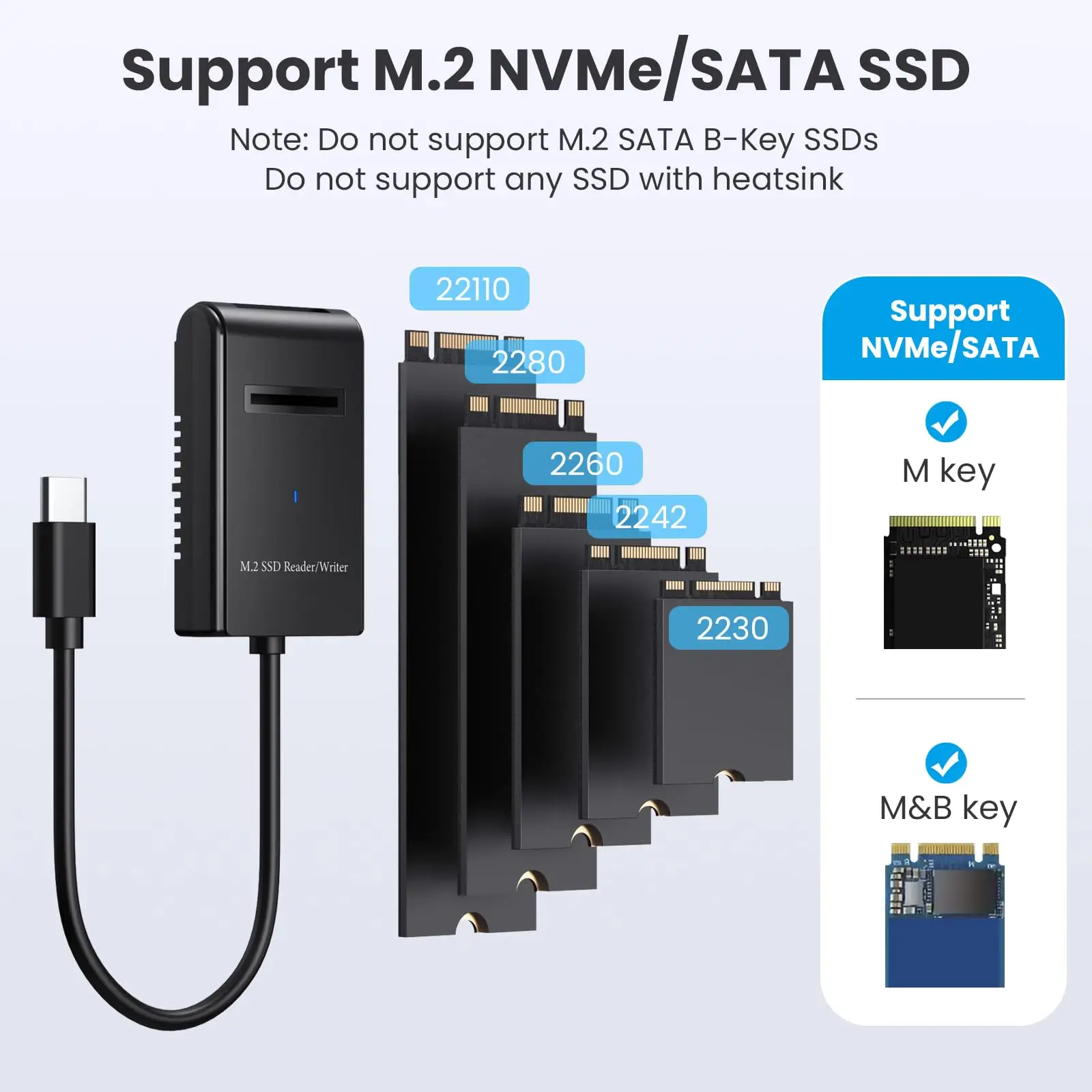 Hannord M.2 SSD Case 10Gbps Dual M.2 SATA/NVMe SSD a USB 3,1 carcasa externa tipo C adaptador SSD para NVME PCIE NGFF SATA Box