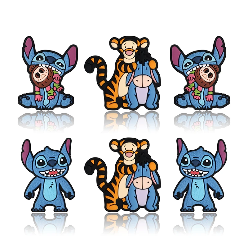 

10PCS Stitch Tigger Eeyore Silicone focal Beads For Jewelry Making DIY Nipple Chain Bead Pen keychain Accessories