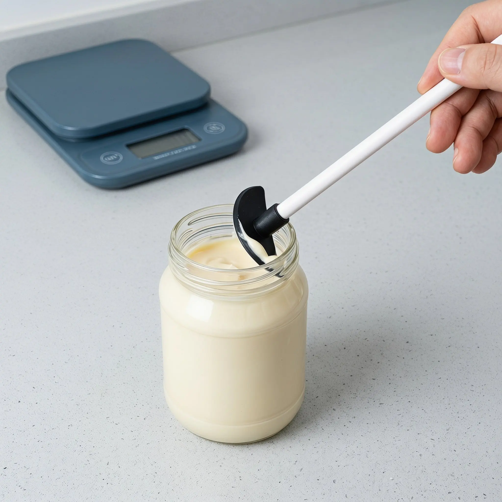 Silicone Bottle Scraper Food Grade Flexible Spoon Long White Handle Kitchen Jar Cleaning Tool Small Silicone Mini Jar Scraper