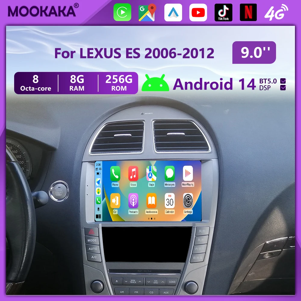 Android14.0 Car Radio For LEXUS ES ES240 ES350 ES330 2006-2012 Carplay 4G WIFI Autoradio Car Intelligent Systems Vehicle Audio