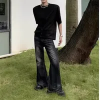 American Style Vintage Versatile Casual Jeans For Men Black Bell Bottoms Micro Flare High Street Style Denim Pants 2024