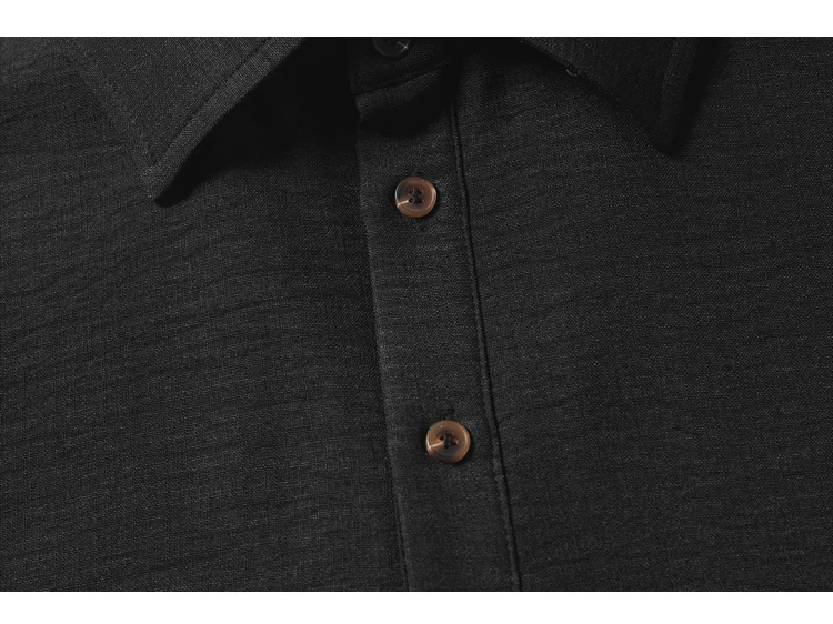 Herren Heather Slub Langarm-Poloshirt mit Reverskragen, teilweiser Knopfleiste und Oversized-Silhouette für den täglichen Gebrauch auf der Straße und auf Reisen. – Detail 9