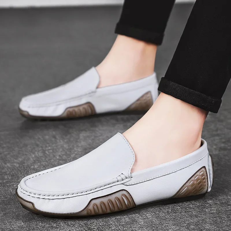 

Four Seasons Men's Cowhide Loafers Business plus Size Men's Shoes Comfortable Soft Bottom Driving