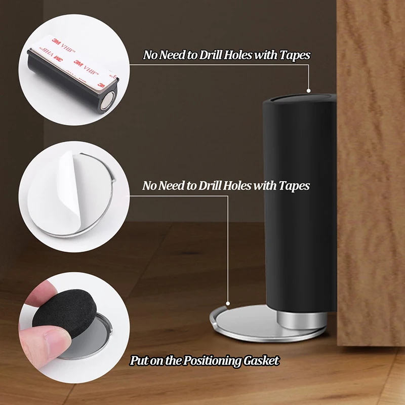 Butoir De Porte Magnétique En Acier Inoxydable, Auto-adhésif, Coupe-vent, Base D'Entretien D'Aspiration, Support De Quincailleri image 4