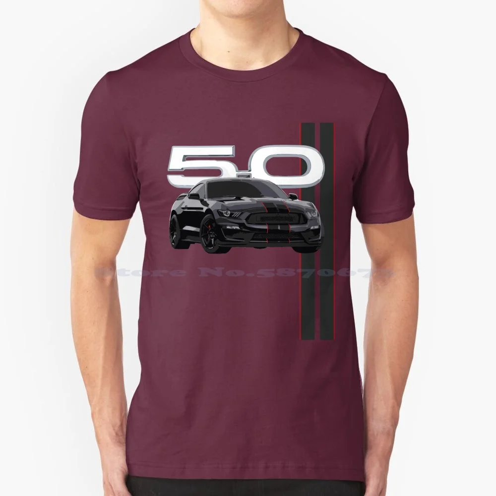 Gt V8 Gt350 Gt500 Grand Touring Racing Stripe Design T Shirt 100% Cotton Tee Gt Grand Touring Cars Muscle Car Racing Race Car