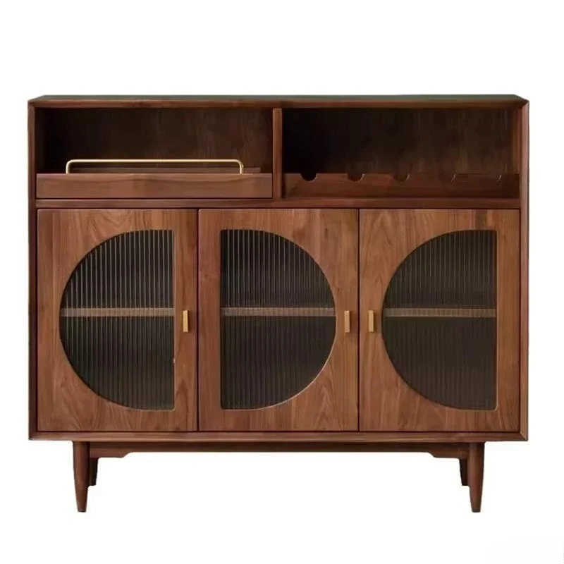 Black walnut retro multi-functional locker, tea storage, wine cabinet