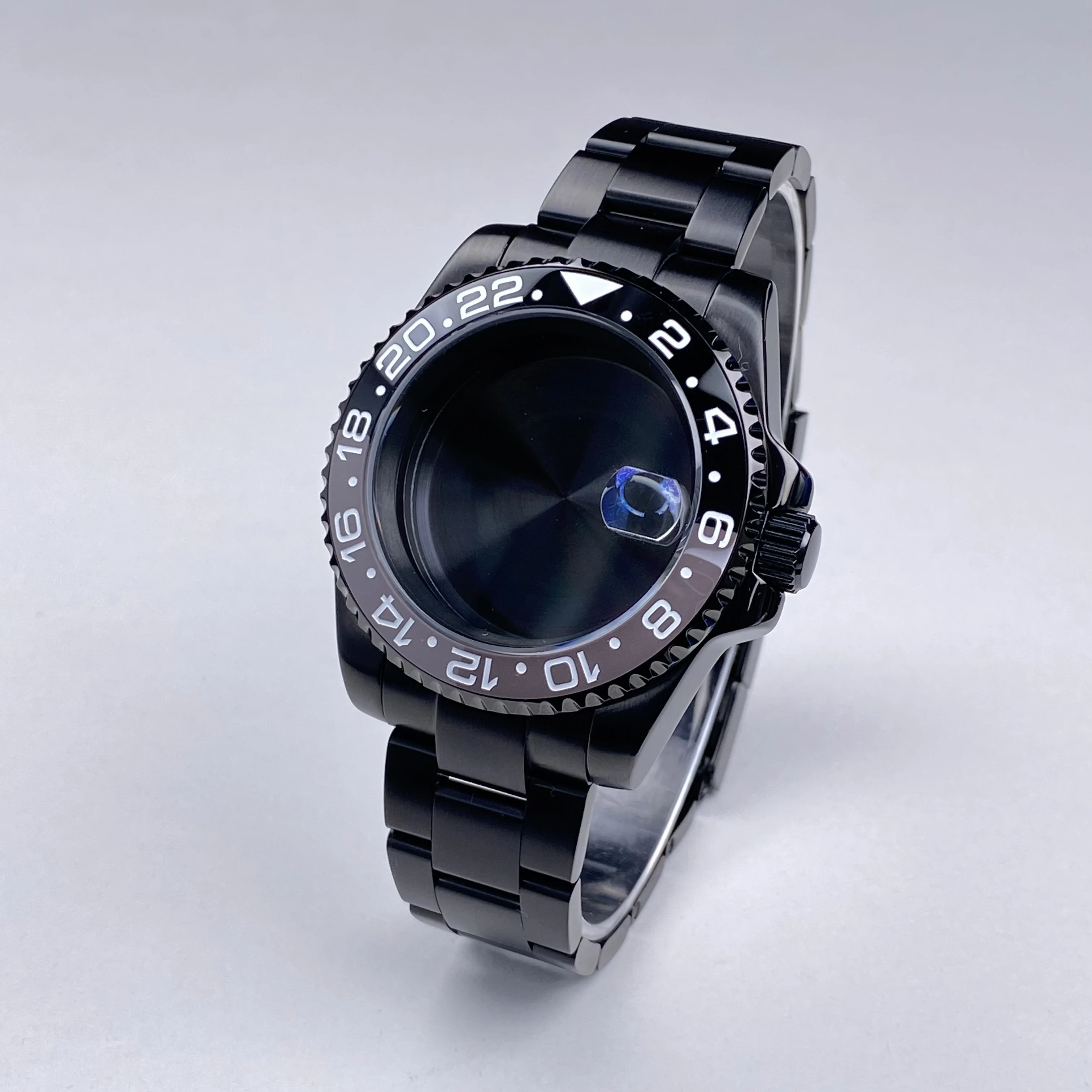 Cassa per orologio NH35 nera 40mm di alta qualità 100m impermeabile in acciaio inossidabile vetro zaffiro adatto al movimento nh34 nh35 nh36 quadrante da 28,5 mm