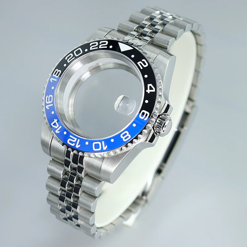 40mm Nh35 Watch Case Sapphire For NH35 NH36 NH34 8215 2824 Movt GMT Watch Parts Jubile Bracelet Slide Buckle Black Purple Bezel image 2