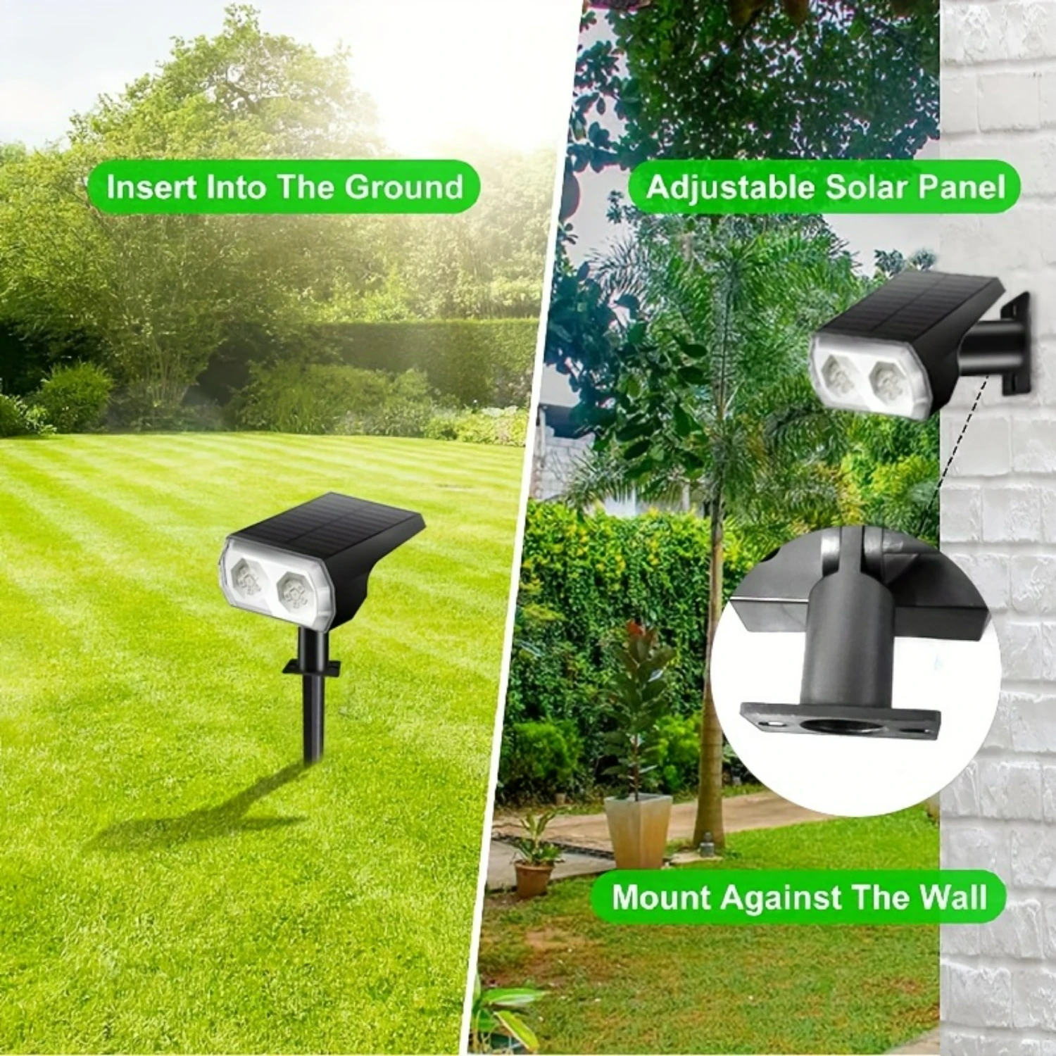 قطعتان من مصابيح الطاقة الشمسية اللامعة والمقاومة للماء للاستخدام في الهواء الطلق، من الغسق إلى الفجر مع 10 مصابيح LED، مثالية للتزيين الخارجي، P