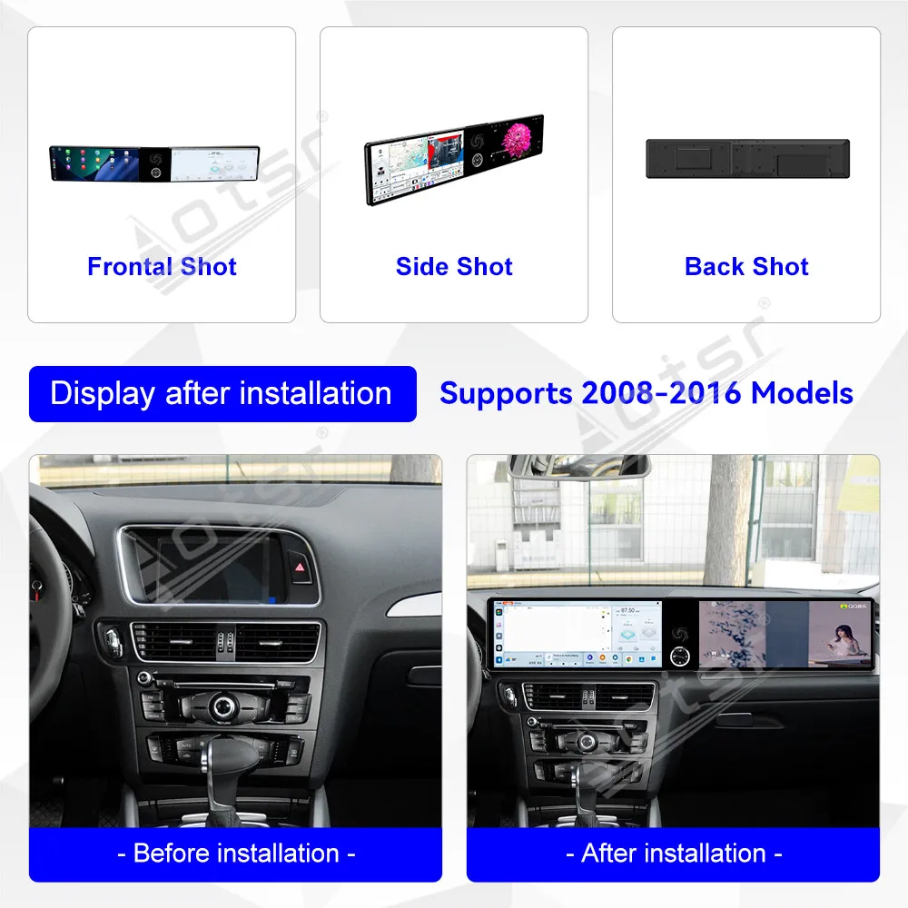 شاشة مزدوجة 12.3 بوصة أندرويد 13 راديو السيارة CarPlay لأودي Q5 2008-2016 شاشة تعمل باللمس مشغل وسائط متعددة نظام تحديد المواقع DSP وحدة رئيس السيارات #1
