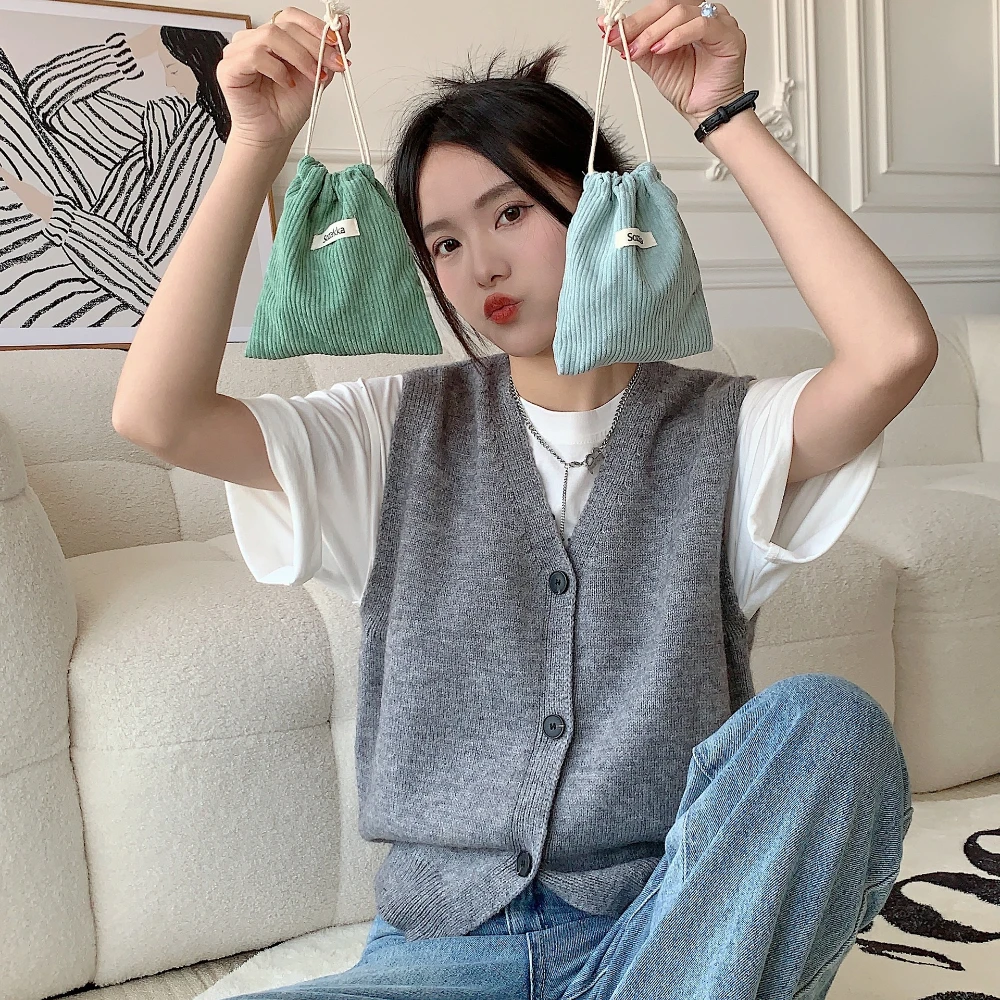 حقيبة برباط مضلعة أحادية اللون ، كيس تعبئة ، حلوى ، مجوهرات ، مستحضرات تجميل ، عملات معدنية ، مفاتيح ، هدايا عيد الميلاد ، حقيبة تخزين #3