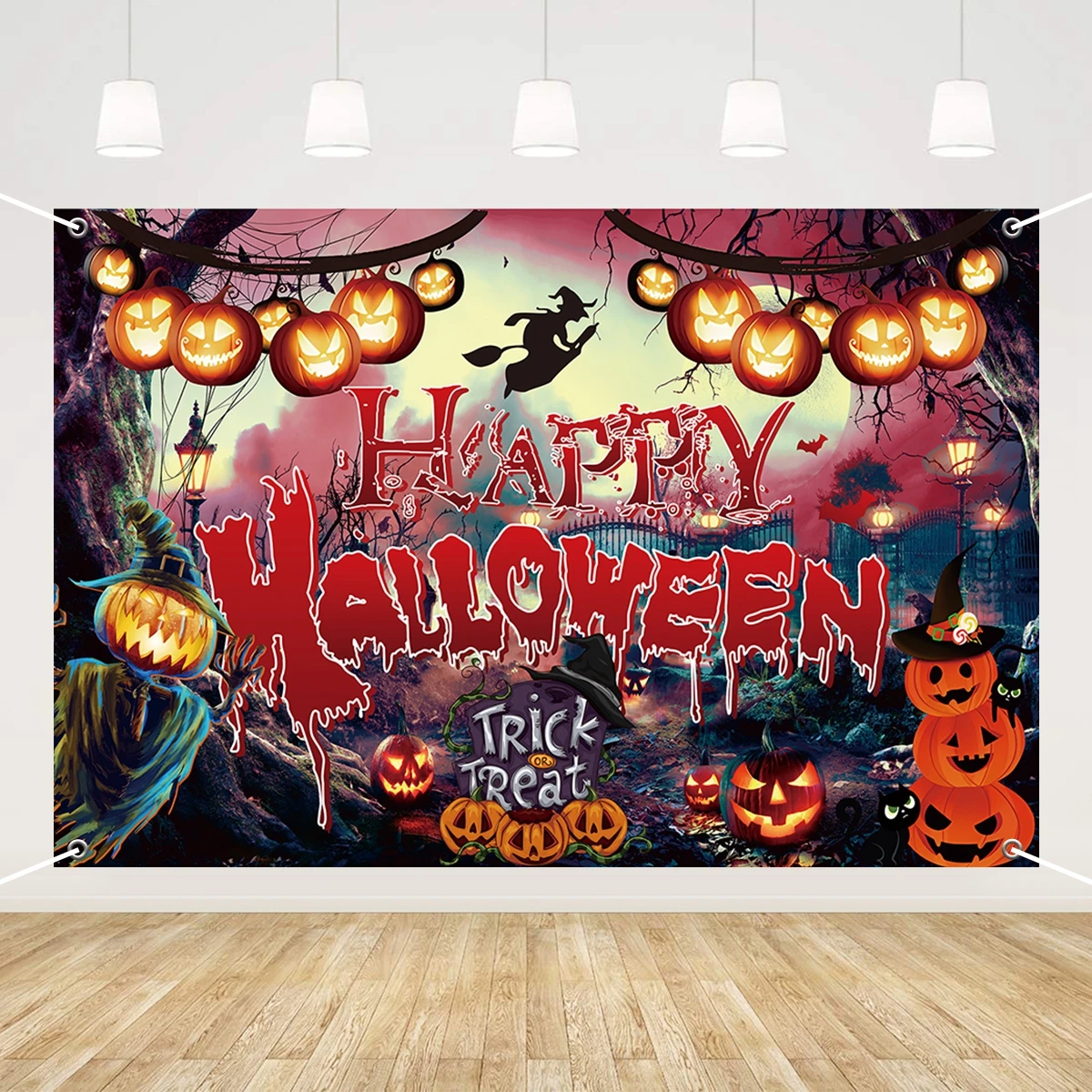 Halloween Night Party Backdrop Scary Skull Blood Pumpkin Lantern Zombie Ghost Witch Castle Baby Portrait Photography Background