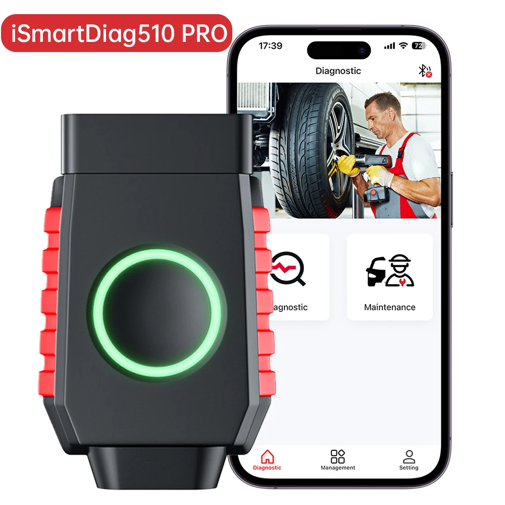 Vident iSmartDiag510Pro OBD2 Scanner Bt Car Diagnostic Tool Vident 510 Pro Code Reader 28+ Services Android/IOS