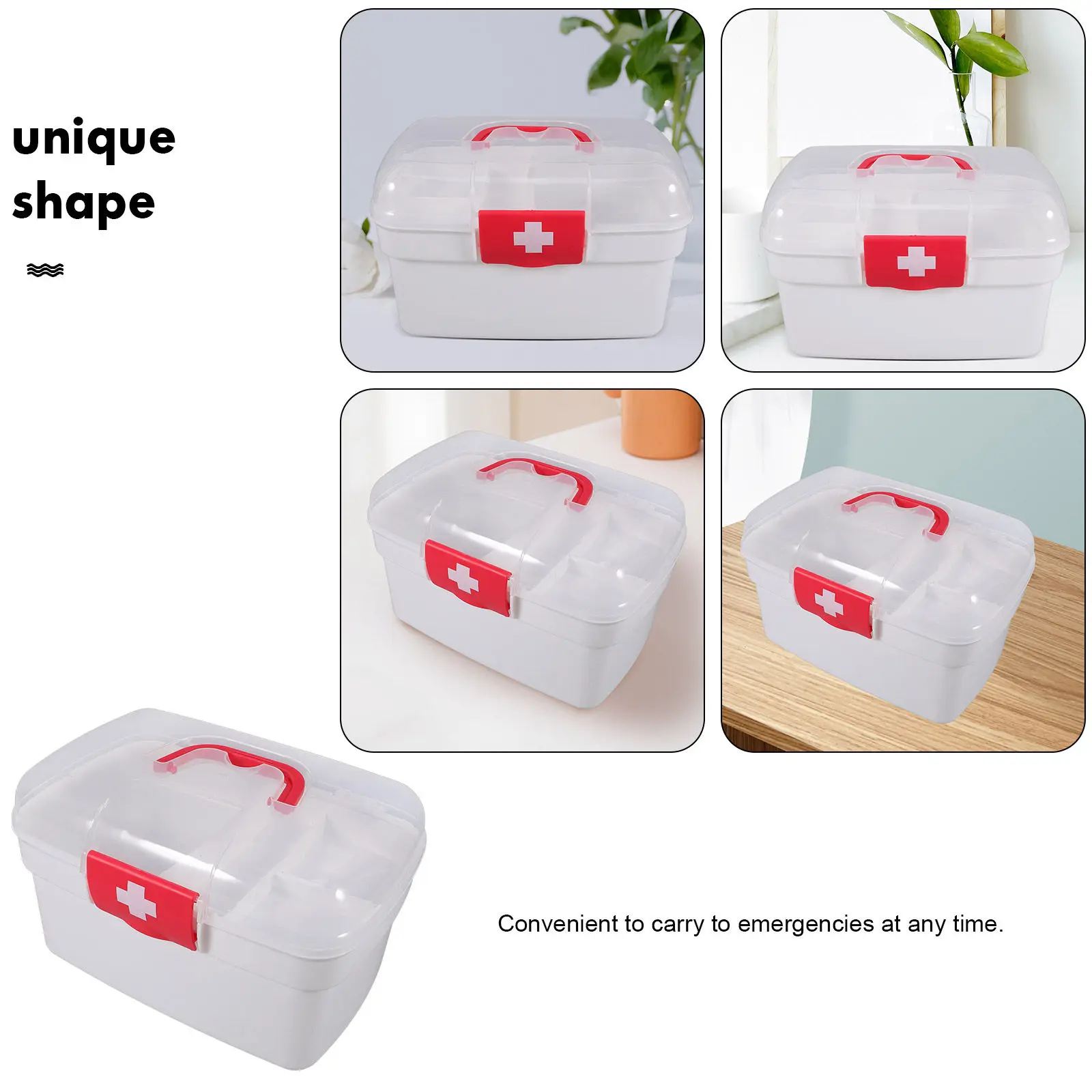 

Compact Portable Medical Storage Box with Handle Lockable Lid Removable Tray Emergency First Aid Organizer Medical Organizer