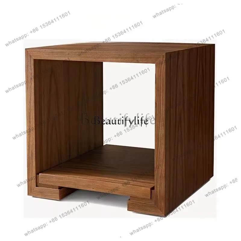 HJ -American rural modern solid wood square living room sofa side several bedrooms bedside cabinet