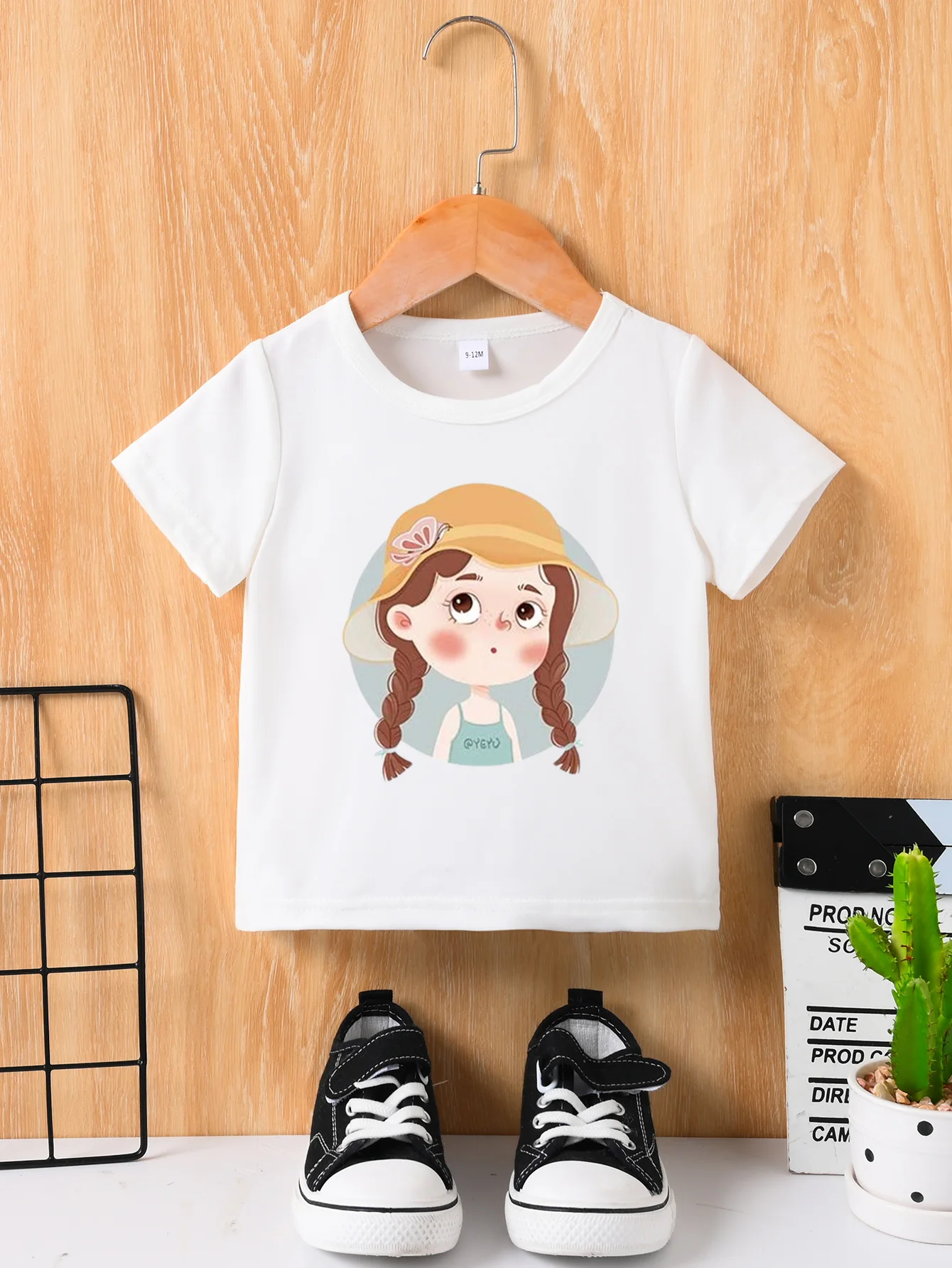 Summer New Male And Female Baby Short Sleeve White T-Shirt Round Neck Pullover Top