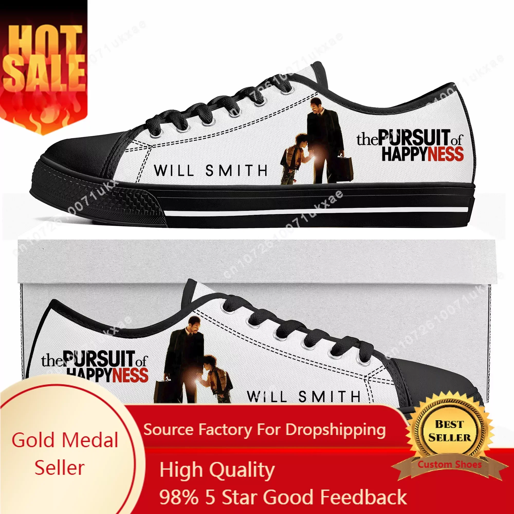 

pursuit of happyness movie Low Top Sneakers Mens Womens Teenager High Quality Canvas Sneaker couple Casual Shoes Customize Shoe