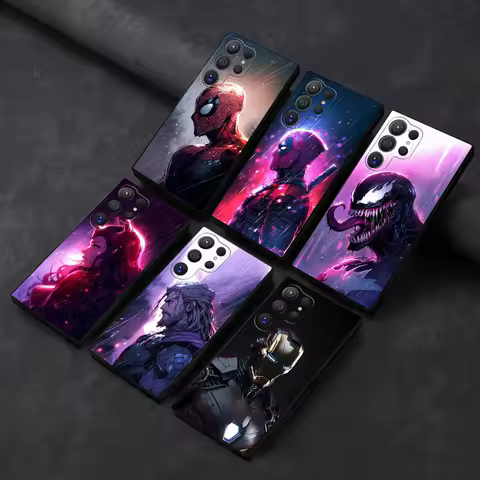 Marvel Avengers SpiderMan Deadpool Venom Phone Case For Samsung Galaxy S24Ultra S23 S21 S20 Fe S10 S25 S22 Plus S24 Ultra Cover