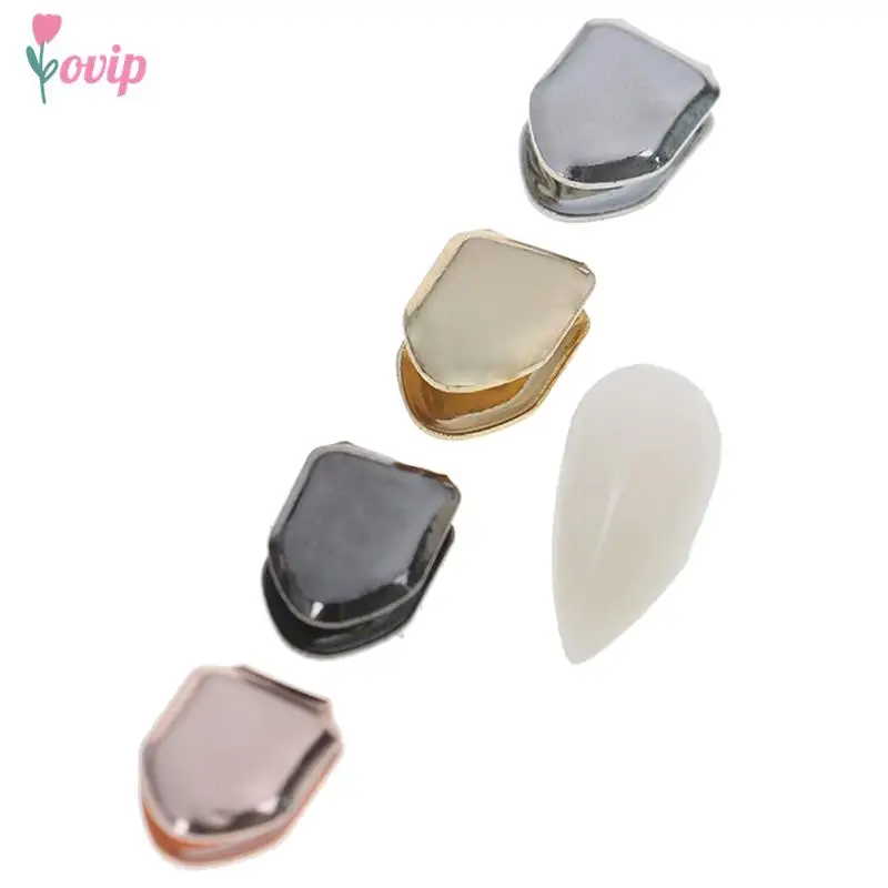 Comfort Custom Gold Sliver Small Single Tooth Cap Grill Hip Hop Teeth Grill Top Or Bottom Grill False Teeth Whitening Tooth Cap