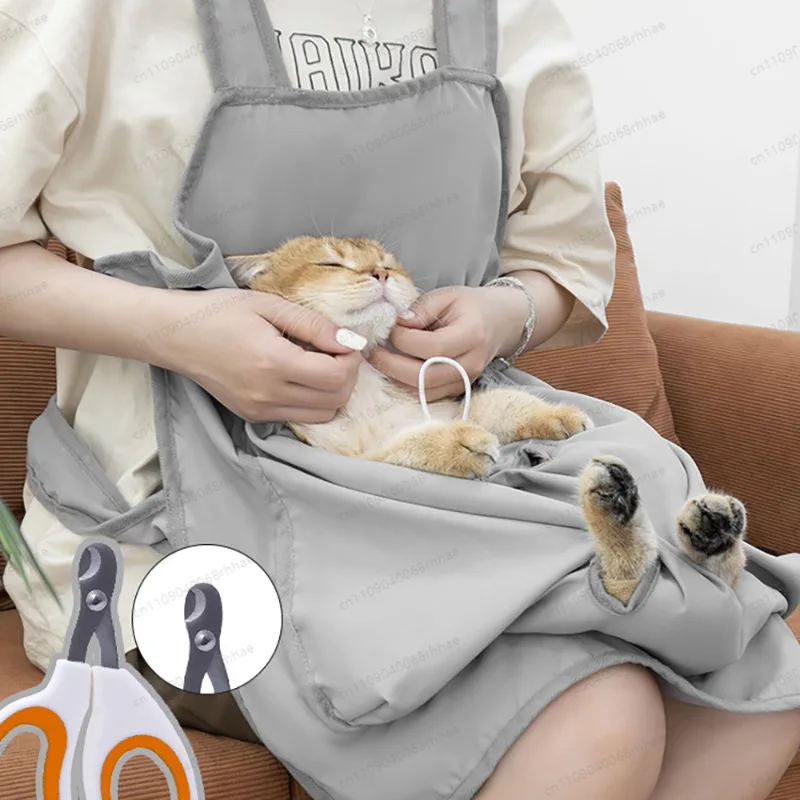 Breathable Cat Carrier Apron Four Fixed Holes Portable Chest Bag Indoor Outdoor Pet Holding Pouch