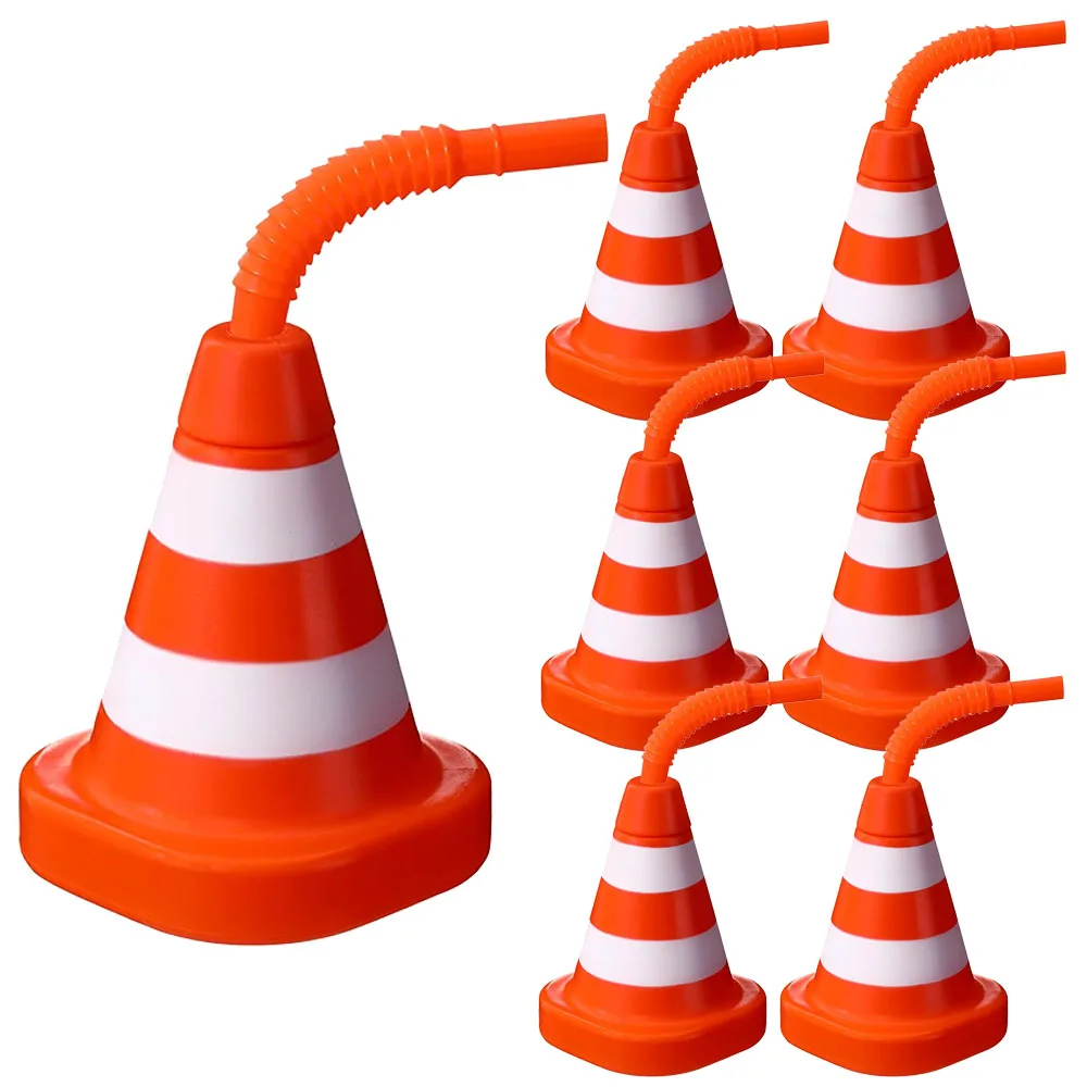 6/12/24pcs Construction Cone Cups with Straws Kids Boys Traffic Party Race Car Theme Birthday Party Decoration Supplies Gifts