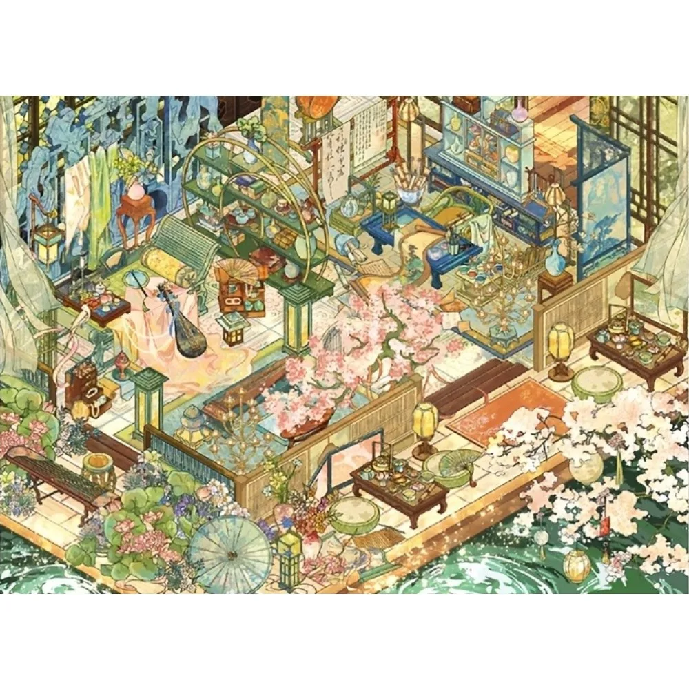 

500/1000/1200/2000PCS Puzzle Chinese Retro Style Courtyard Jigsaw DIY Modern Home Decor Family Interactive Gift Birthday Gifts