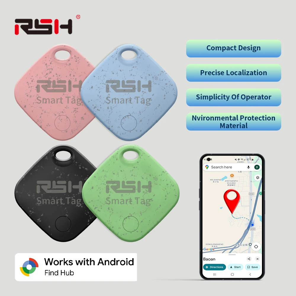 

GPS-трекер RSH Android работает с Google Find Hub Key Finder Новая Eco Smart Tag для Xiaomi Samsung Pixel Huewei Global Tracking