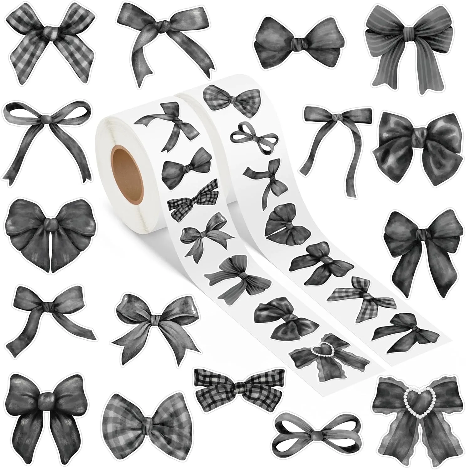 500Pcs/ 1 Roll Cartoon Bow Sticker Label Decoration Sealing Gift Box Sticker Label Stationery Sticker
