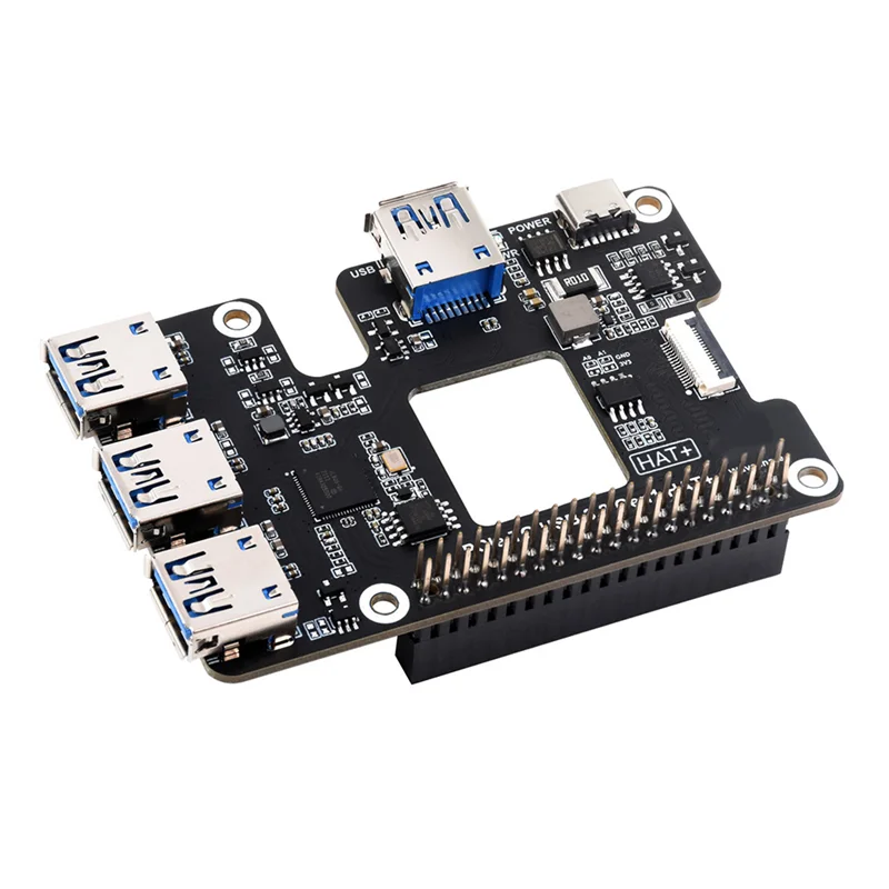 A19E-para Raspberry Pi 5 Pcie a USB 3,2 Gen1 HAT Pcie a USB HUB 4 puertos USB Plug And Play para Raspberry Pi 5