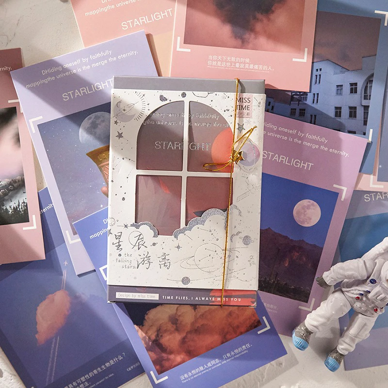 30PCS Novelty Starlight Series Postcard Set DIY The Falling Stars Greeting Message Cards Xmas and New Year Gift