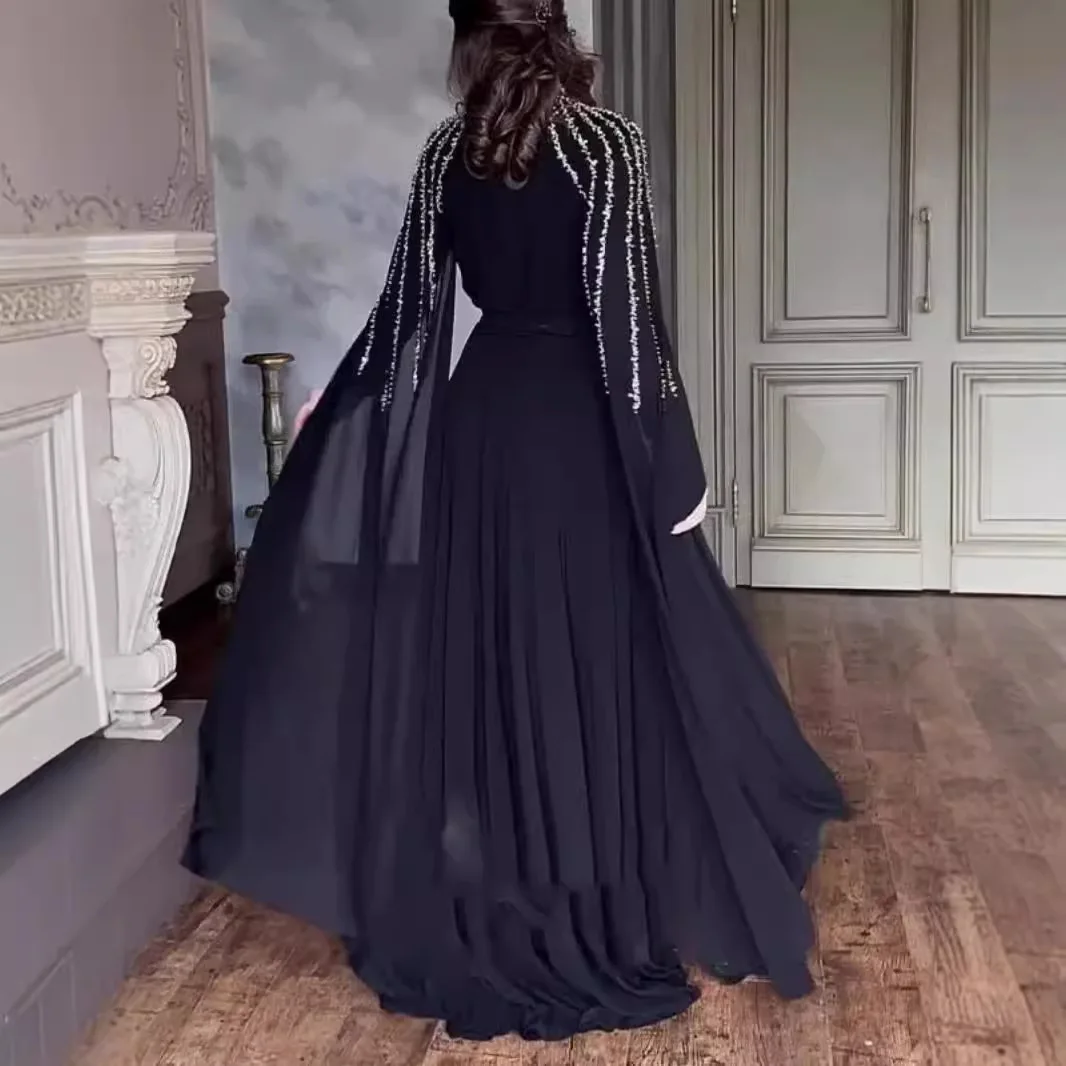 Abaya, Middle Eastern Hot Drilling Robe Evening Gown, Muslim Women's Long Robes, Saudi Arabia Caftan Islam Clothes for Muslim - Image 5