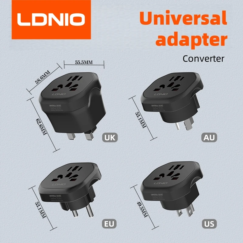 LDNIO Universal Travel Multi Adapter US UK AU CN KR EU Plug Converter To Universal Wall Socket  Home Conversion Plugs Adapters
