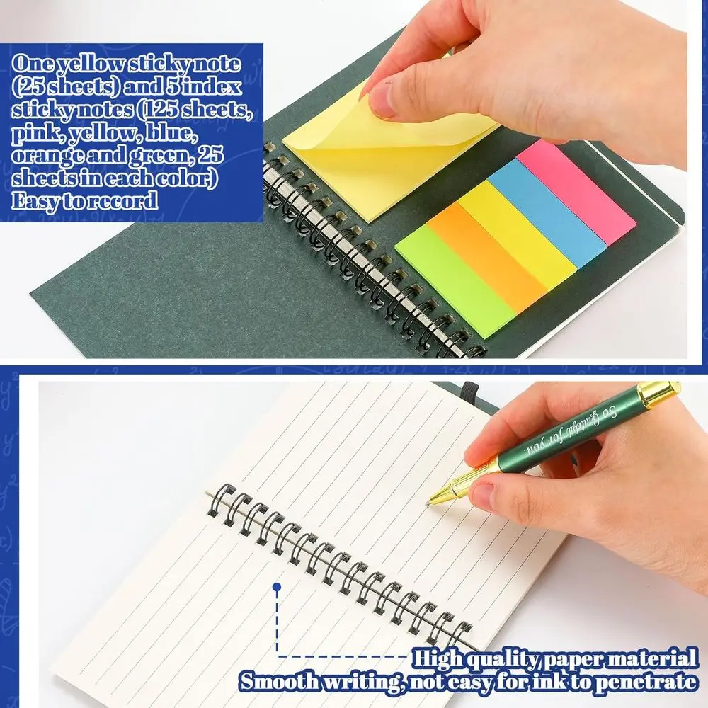 Jurnal Kulit Inspiratif untuk Tim - Pulpen Bambu, Tab Indeks Berwarna, Hadiah untuk Staf dan Rekan Kerja