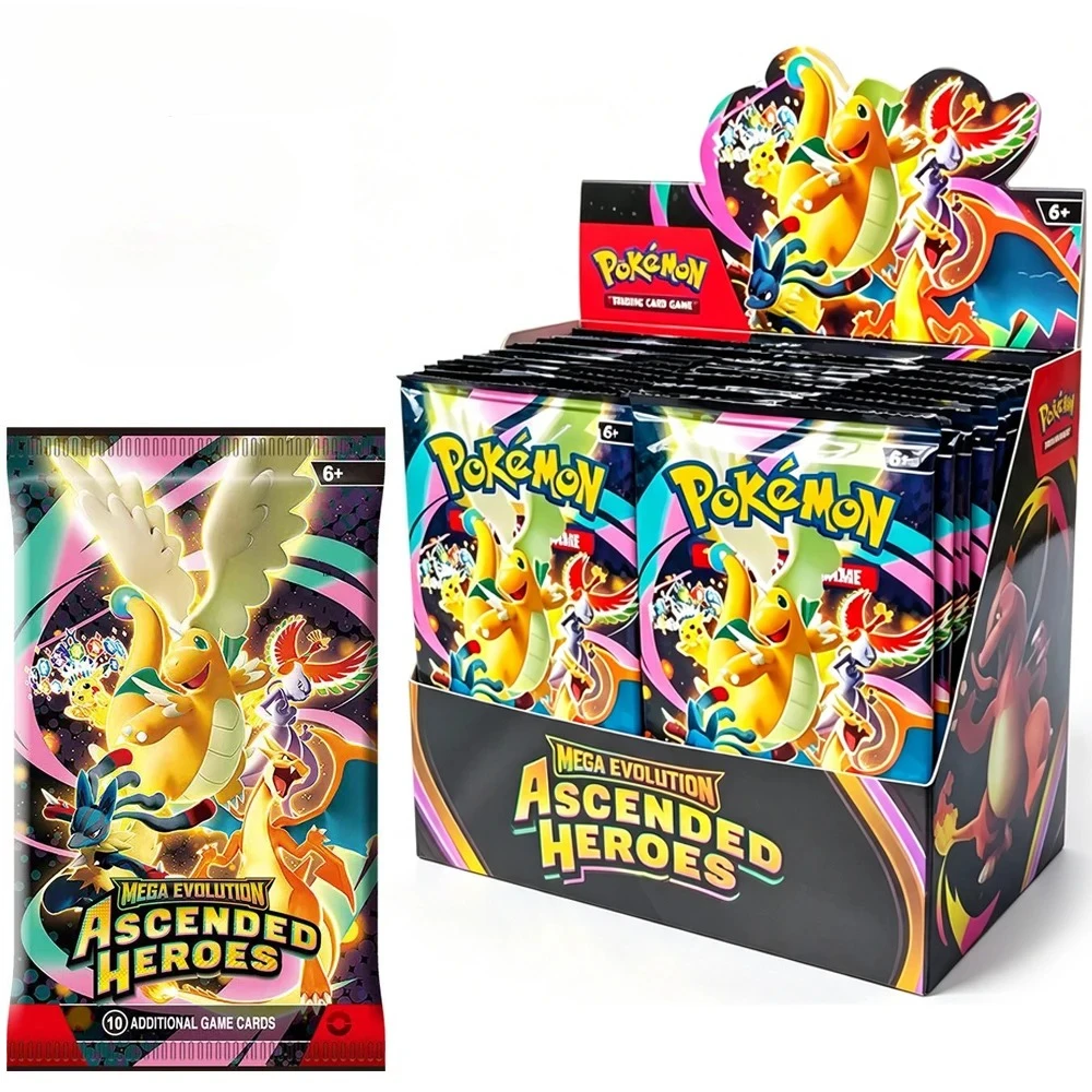 Pocket Monsters Mega Evolution Pitch Black Booster Display Box Chaos Rising Ascended Heroes Flames Rare Trading Cards Collection