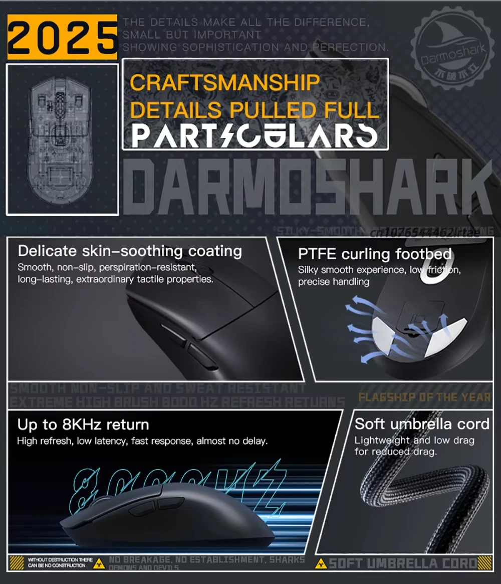 Darmoshark M3 Dual 8K Mouse wireless Bluetooth Tri Mode Mouse da gioco PAM3395 Sensore E-sport Personalizza Mouse Accessori per laptop ​