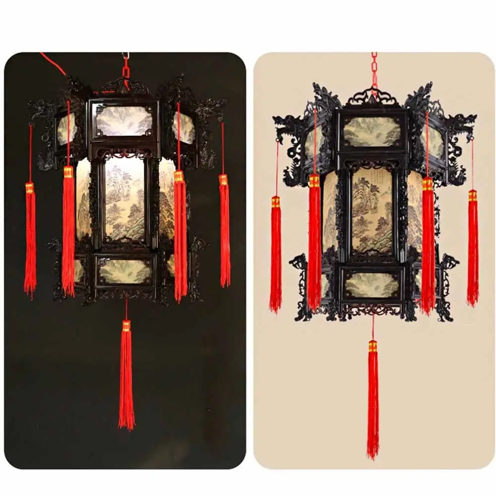 Hexagonal Chinese Antique Lantern Chinese Style Red Spring Festival Chandelier Lantern Hanging PVC New Year Hanging Lantern