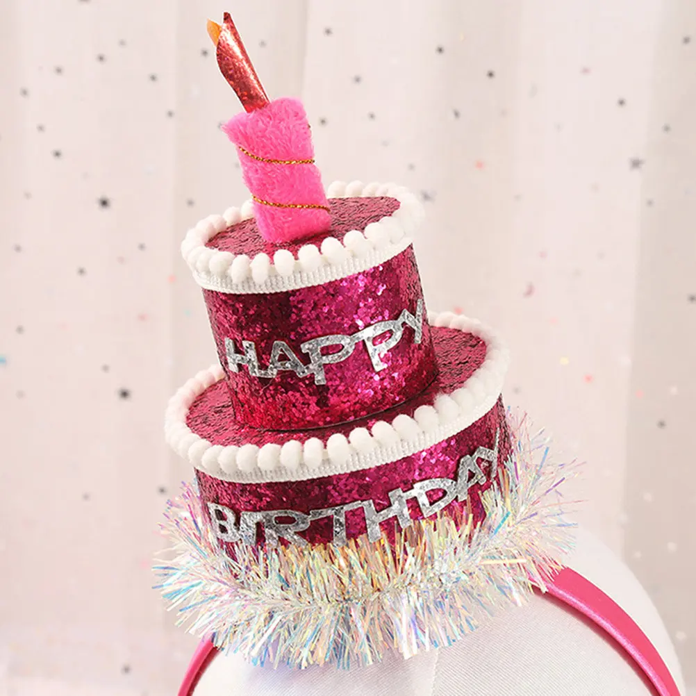 Birthday Cake Shape Hair Hoop Headband for Kids Girls Women Comfortable Lightweight Party Hair Decoration Fun Birthday Party