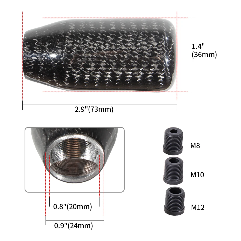 RASTP-Koolstofvezel Pookknop Handmatige Transmissie Versnellingshendel Knop Racewagen Modificatie Slingerknop RS-SFN033