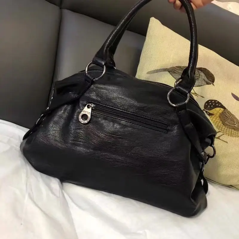 2023 Nova Moda Coreana Couro Genuíno Saco Ocasional Simples de Um Ombro Crossbody Bolsa De Pele De Carneiro De Grande Capacidade