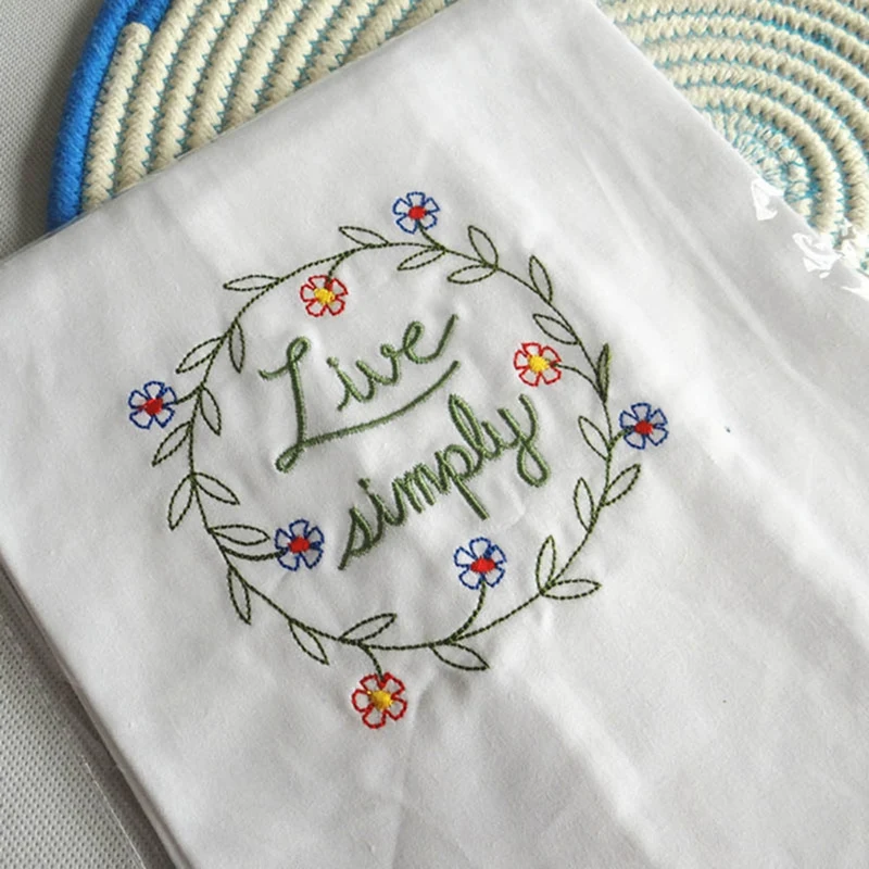 6PCS Embroidered Table Napkin Tea Towel For Wedding Party Absorbent Cotton Home Cloth Napkins Kitchen Dining Accessories